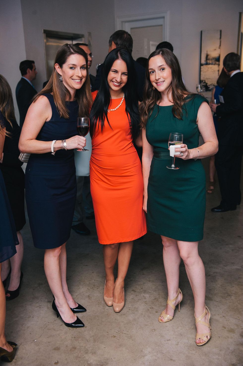 0046 10 Ashley Salazar, from left, Laura Neiman and Jessica Johnston at the Houston Symphony\u2019s Young Associates Council season kick-off August 2014