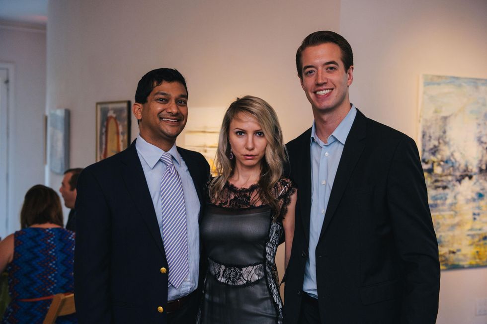 0063 13 Manish Shah, from left, Sofia Nemchenko and Seth Williams at the Houston Symphony\u2019s Young Associates Council season kick-off August 2014