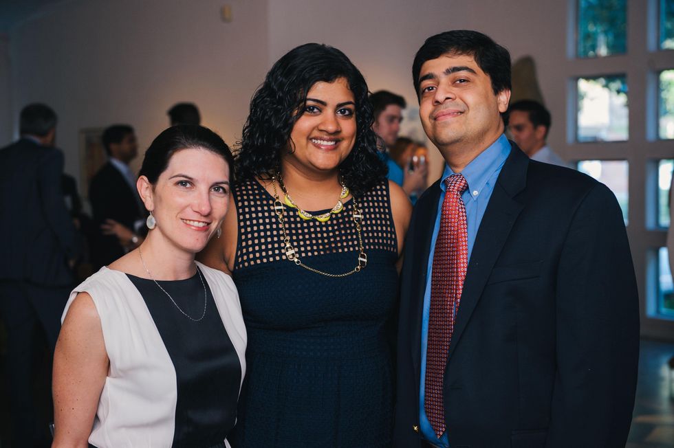 0083 17 Courtney Fretz, from left, with Vivek and Ishwaria Subbiah at the Houston Symphony\u2019s Young Associates Council season kick-off August 2014