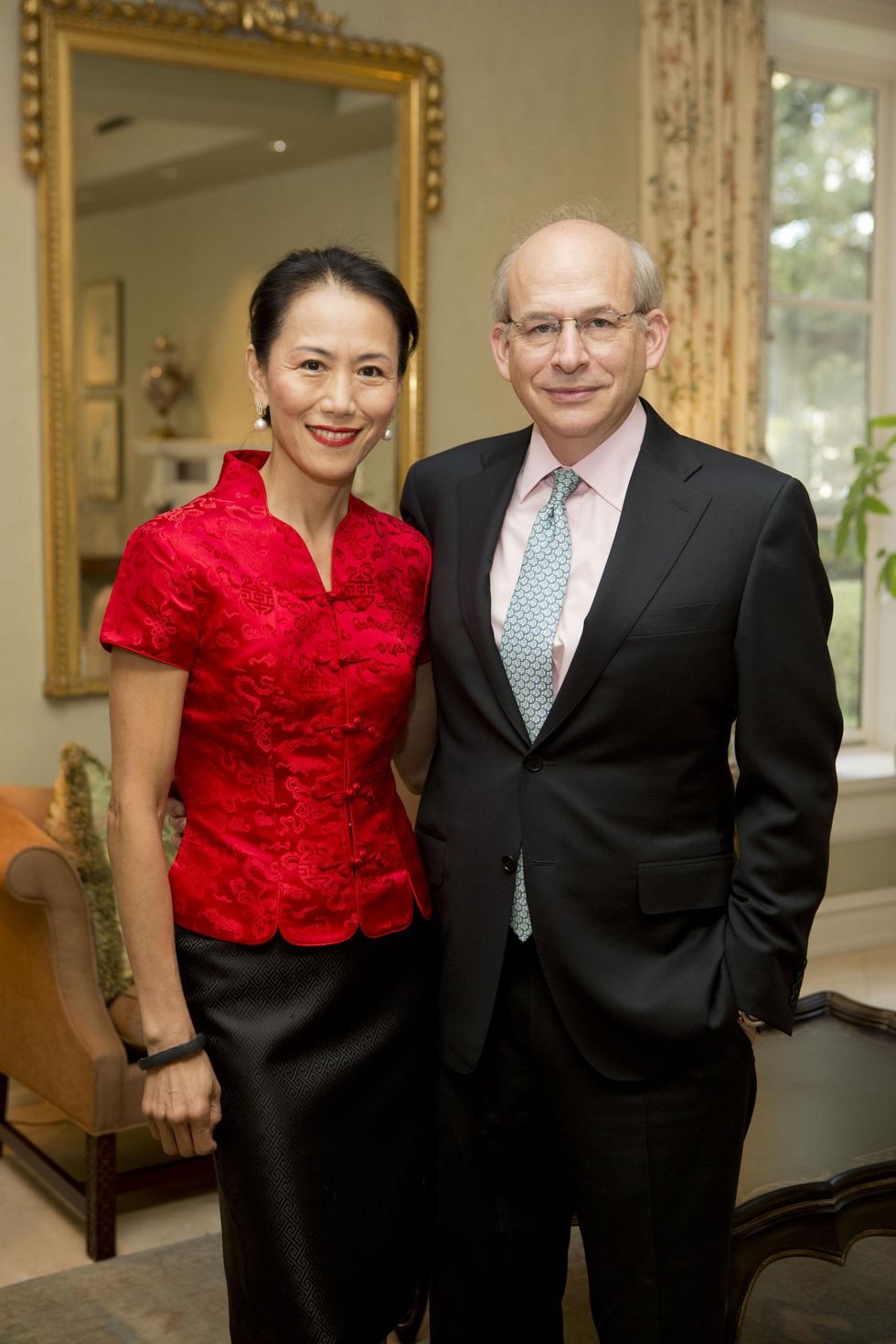 0108 Y. Ping Sun and David W. Leebron at the Tiger Ball kickoff party September 2014