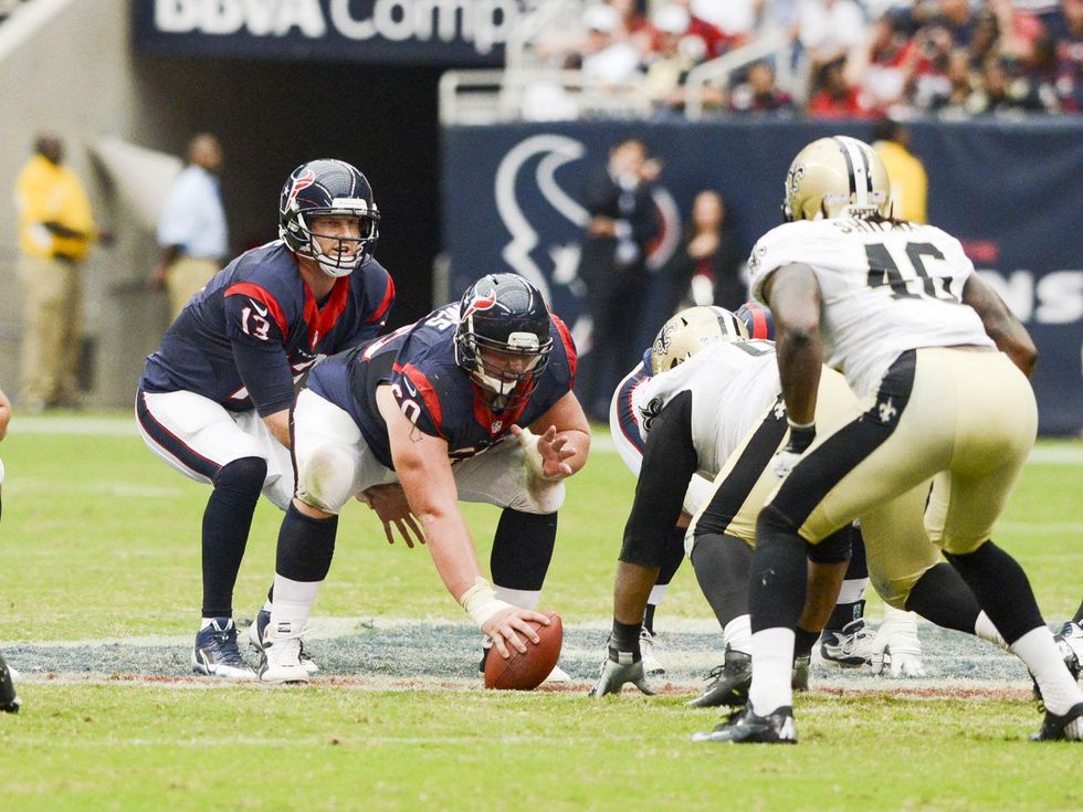 0110 Texans vs. Saints August 2013 T.J. Yates dropping back to pass