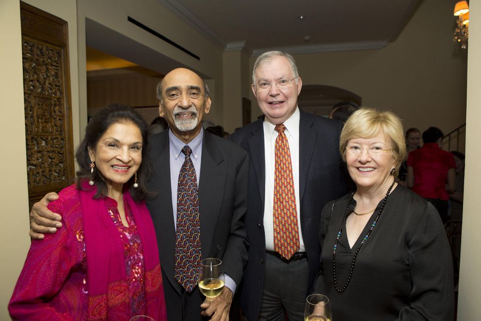 0144 Monjula and Ravi Chidambaram, from left, and Harry and Marian Tindall at the Tiger Ball kickoff party September 2014