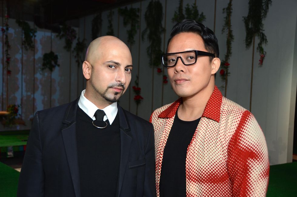 02 Rene Garza, left, and Allen Tran at the DiverseWorks Fashion Fete November 2014