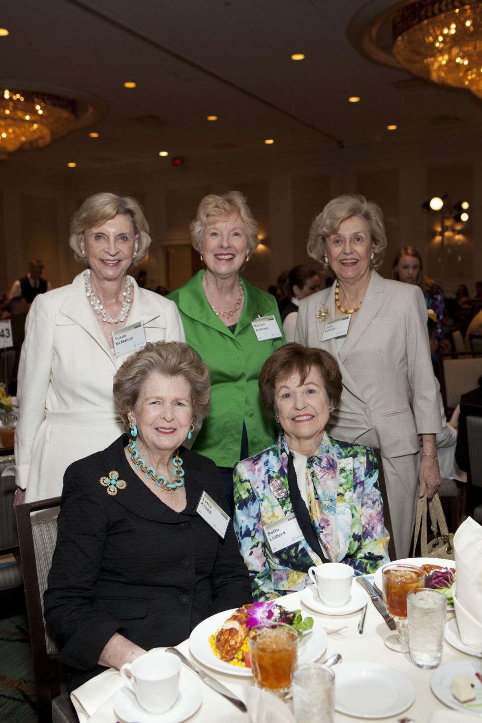0236 Susan McMahan, from left, Letty Knapp, Marilyn Andrews, Bette Linbeck and Judy Britton at the Menninger Luncheon May 2014