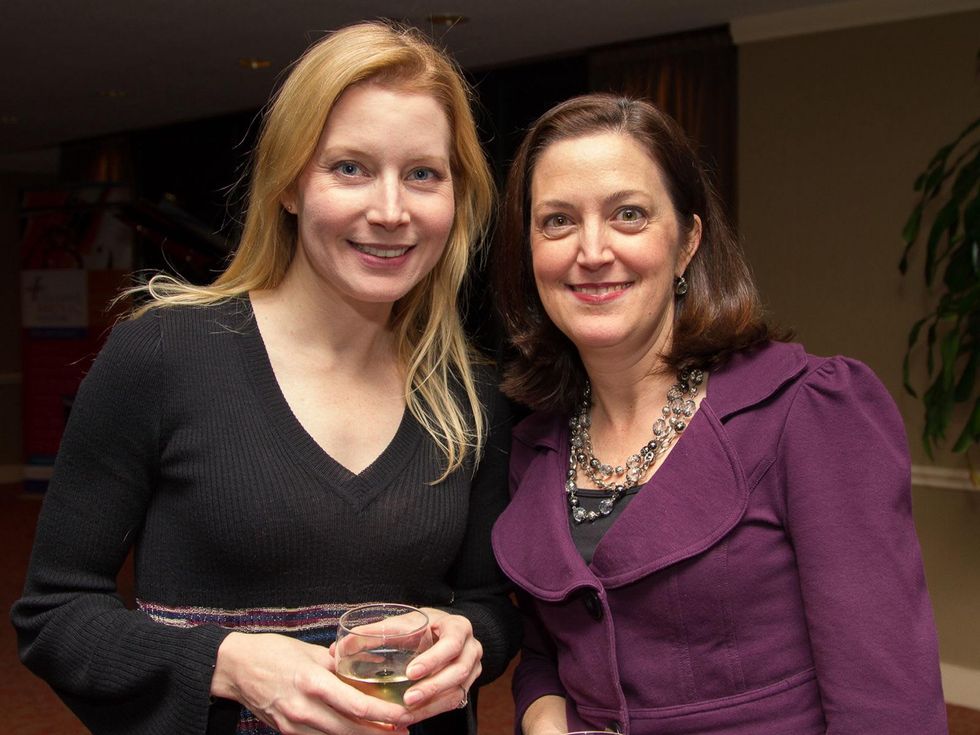 0274 Elaine Petrulis, left, and Kelly Fischer at Houston Friends of Chamber Music Red Violin event March 2014