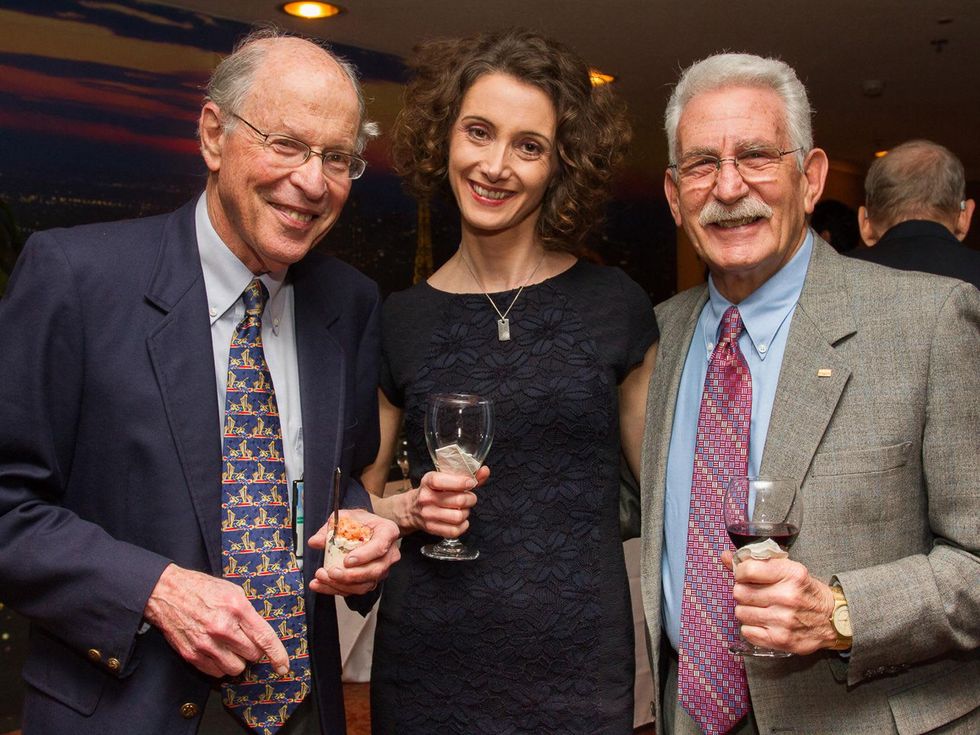 0284 Daniel Musher, from left, Lucile Agaisse and Allen Claman at Houston Friends of Chamber Music Red Violin event March 2014