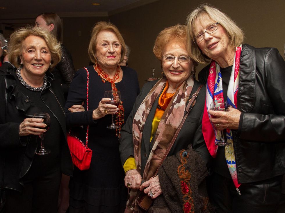 0286 Linda Ayus, from left, Zully Lufscha, Dora Kudisch and Margrit Young at Houston Friends of Chamber Music Red Violin event March 2014