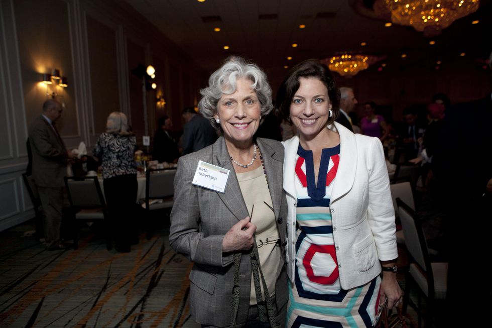 0291 Beth Robertson, left, and Cullen Geiselman at the Menninger Luncheon May 2014