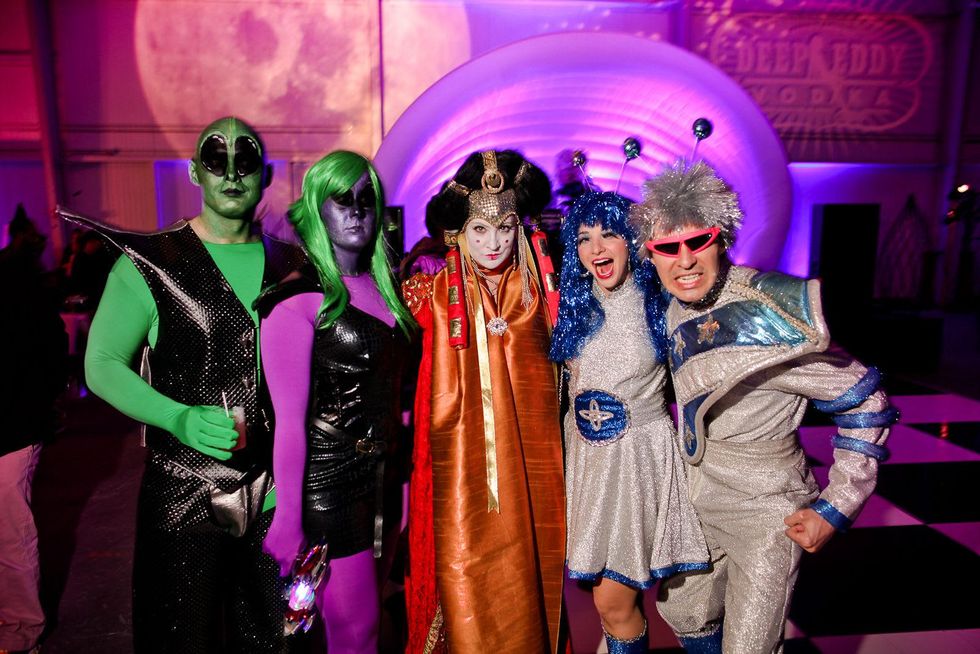 031 Chris Spicks, from left, Amy Tanner Jenni Rebecca Stephenson, Sally Kolenda and Luis Elizondo-Thomson at the Fresh Arts Space Ball March 2014