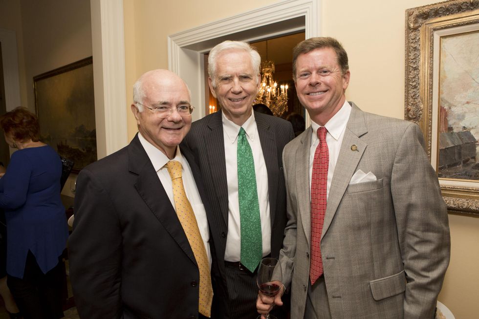 0475 John Cohan, from left, Charles Foster and Harvin Moore at the Tiger Ball kickoff party September 2015
