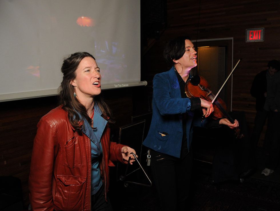 1 A live performance by Cry You One artists Kathy Randels and Hannah Pepper Cunningham at the CounterCurrent Kickoff Party March 2015