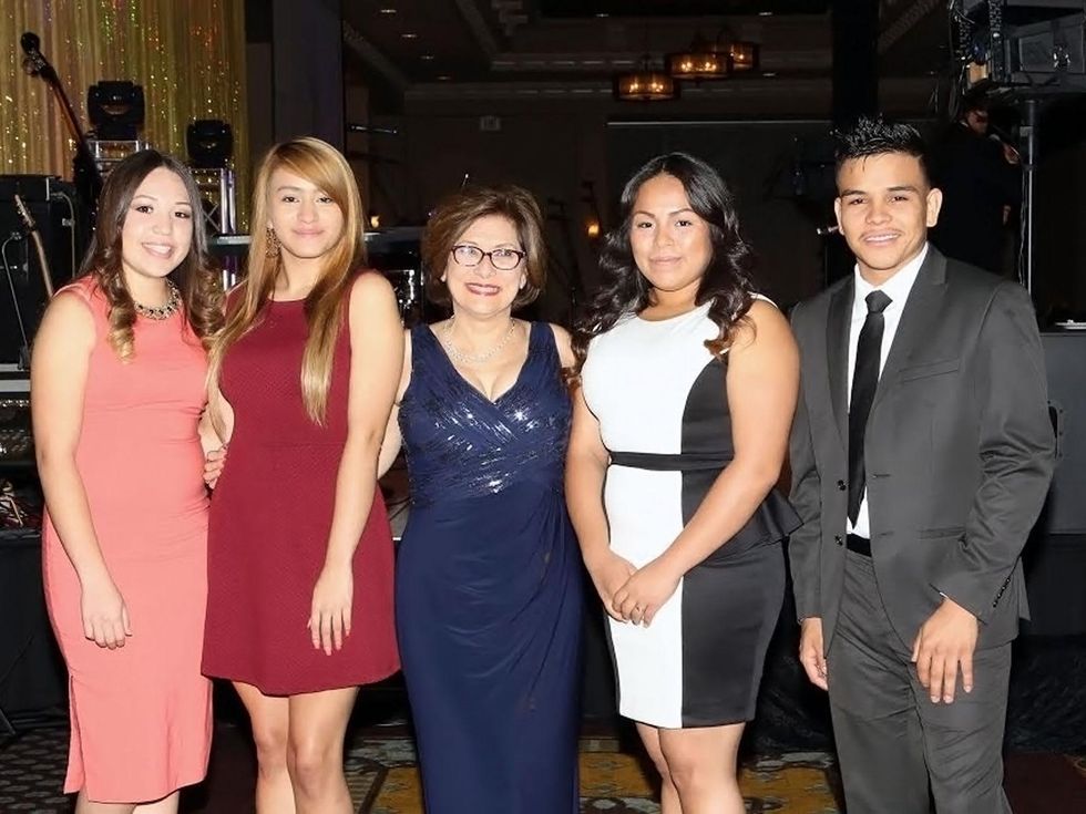 1 Ana Calzada, from left, Laura Eliseo, Beatrice Garza, Aracely Calzado and Gustavo Medina at the AAMA Tacos y Tacones Gala October 2014