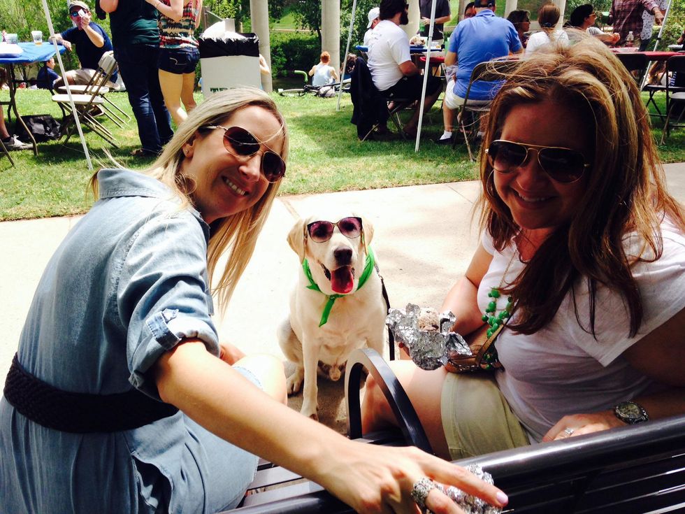1 Jennifer Gress, left, and Lea Searcey with Floyd at the Buffalo Bayou Bash April 2014