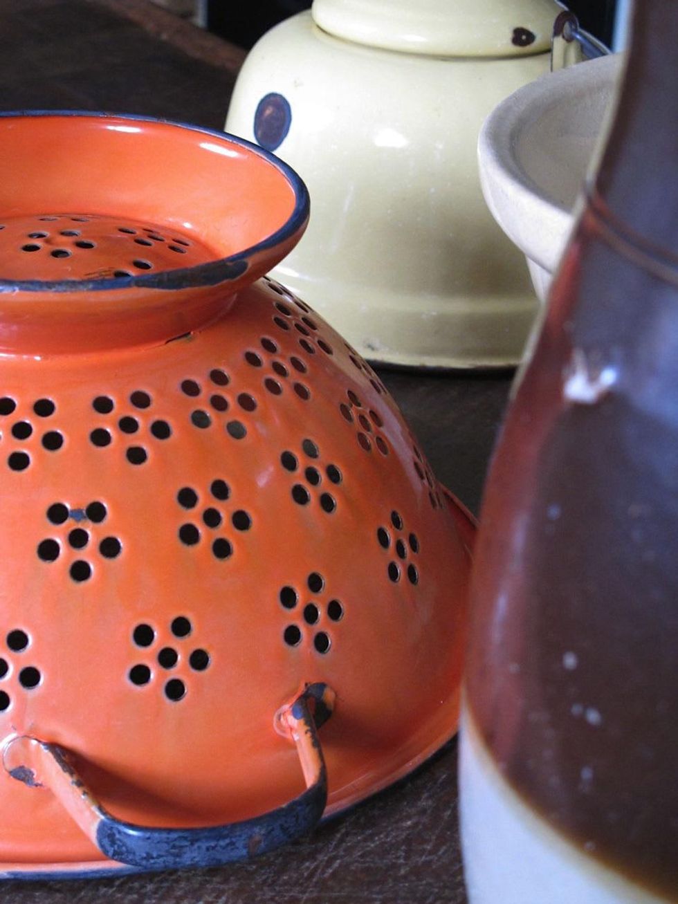 1 Katie Oxford Chi December 2014 Mama\u2019s colander, Grandmother\u2019s teapot, Great-grandparents pitcher