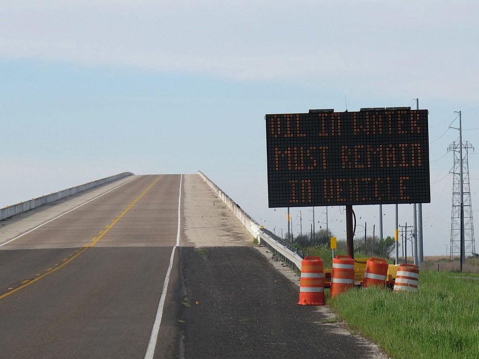1. Katie Oxford Galveston oil spill March 2014 Entering Galveston County - Intracoastal Waterway Bridge - going south on 124 to High Island