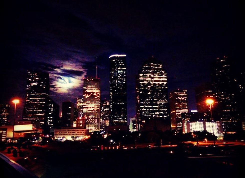 1 Supermoon over downtown Houston August 2014 "The super moon rises over downtown Houston. "