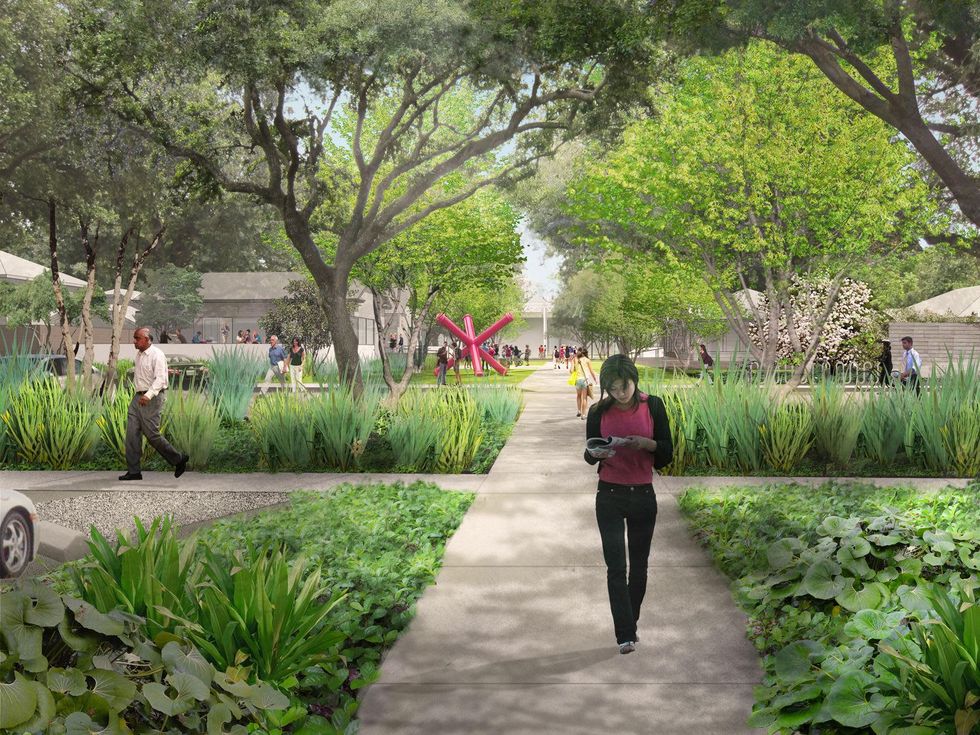 1 The Menil Parking Lot and Cafe rendering October 2013 day