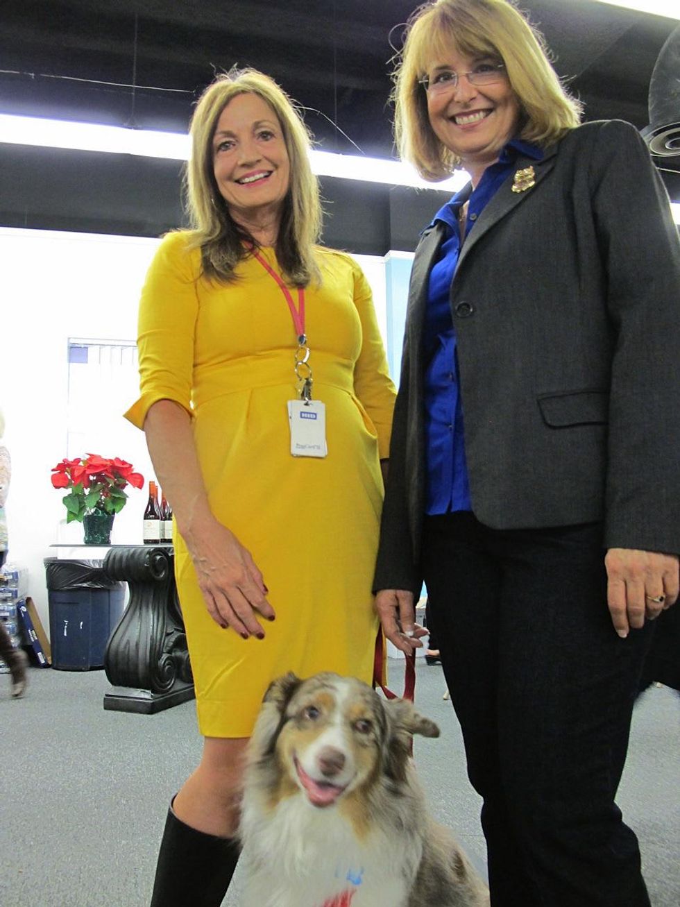 10. L to R - Patricia Mercer, President of the Houston SPCA, her adopted Australian Shepherd \u201cJoey\u201d and Sharon Schmalz, Executive Director of The Wildlife Center of Texas Katie Oxford Wildlife Center of Texas December 2014