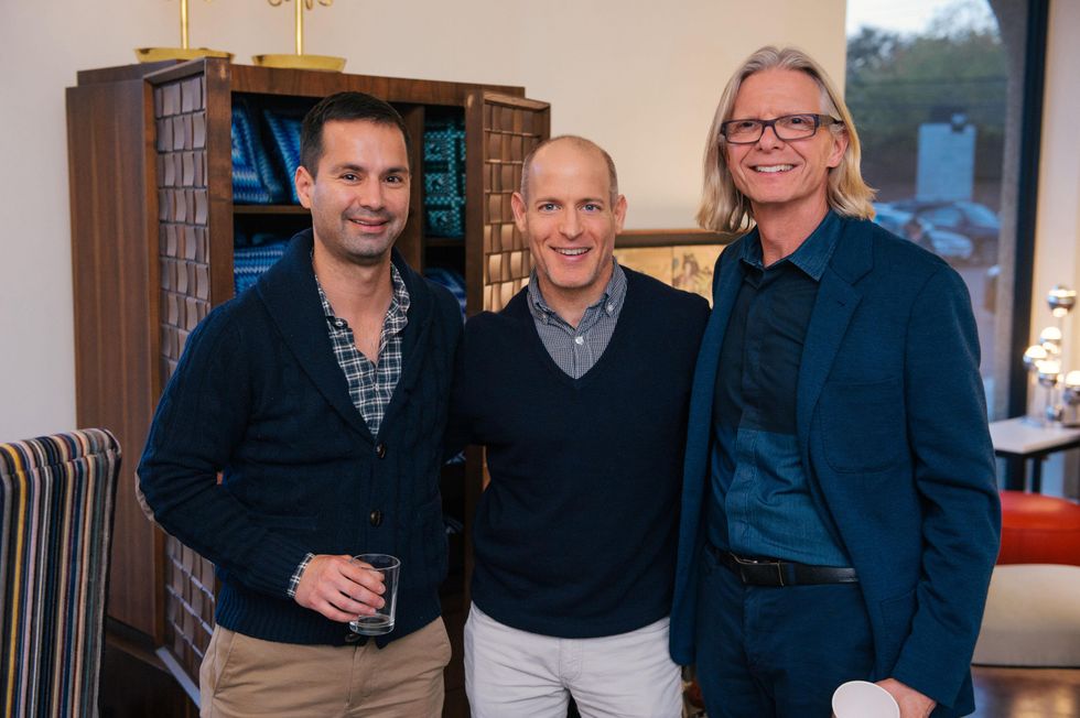 10 Luis Vernium, from left, Robert Katz and Kevin Stevens at the Lynn Goode Vintage opening reception March 2014
