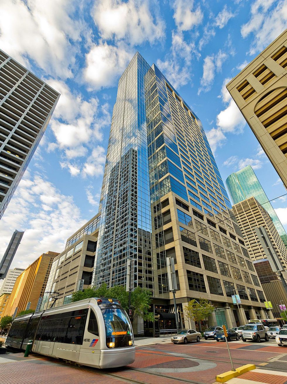 1000 Main building with light rail