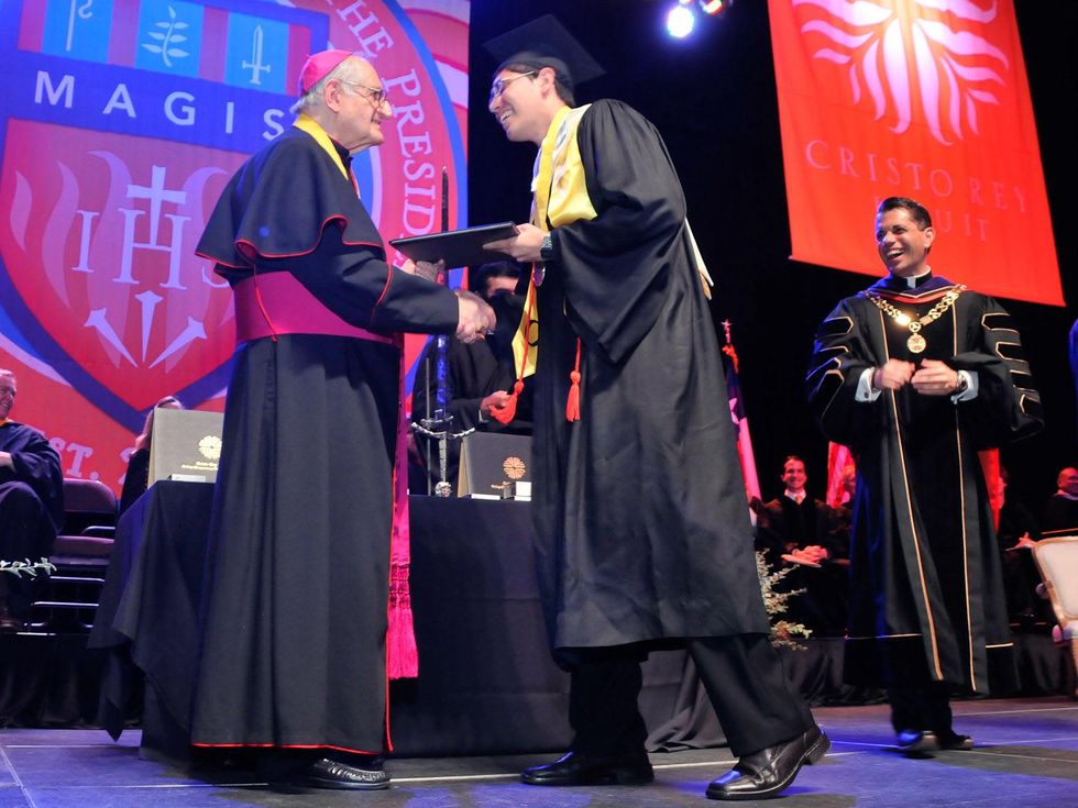 1007 Cristo Rey Jesuit graduation June 2013 Archbishop Joseph A. Fiorenza, Andres Salgado