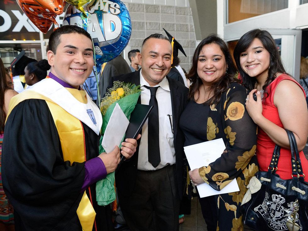 1020 Cristo Rey Jesuit graduation June 2013 Oscar Melgar, Martin Moreno, Nereida Anguiano, Stephanie Anguiano