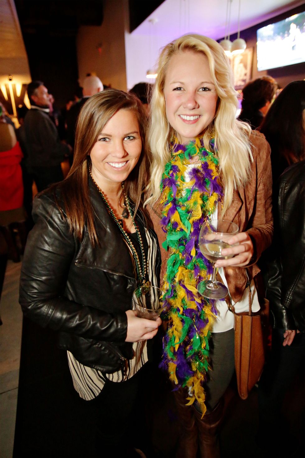11 Brittany Taylor, left, and Sarah Wheeler at Gray\u2019s Public House Mardi Gras grand opening benefiting Urban Green February 2015