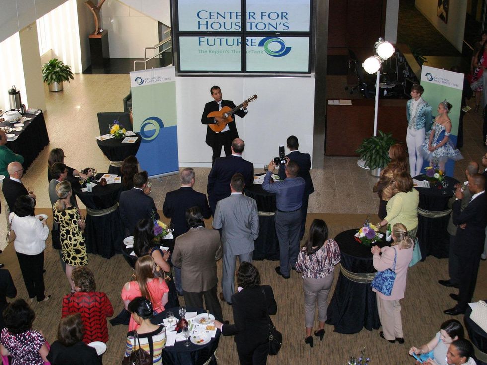 11 Center for Houston's Future party June 2013 Octavio Moreno and crowd, venue