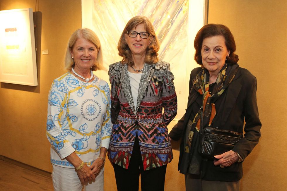 11 Ellen Simmons, from left, Patty Porter and Patty Hubbard at the Meredith Long Kenneth Noland opening September 2014
