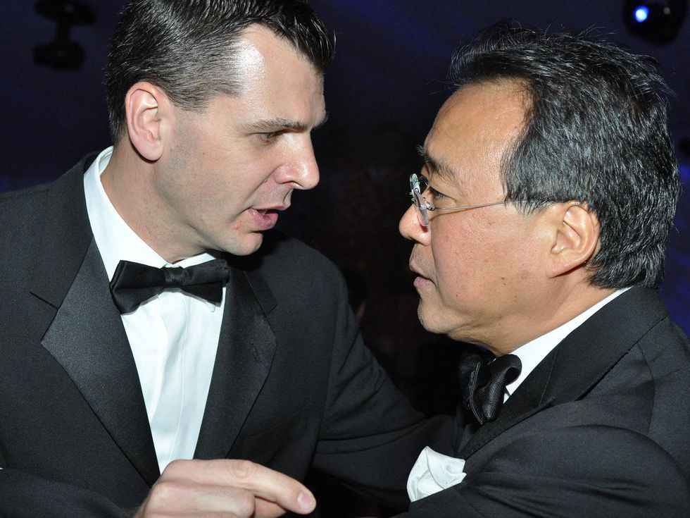 11 Mark Hanson, left, and Yo-yo Ma at the New York Philharmonic Opening Night October 2013