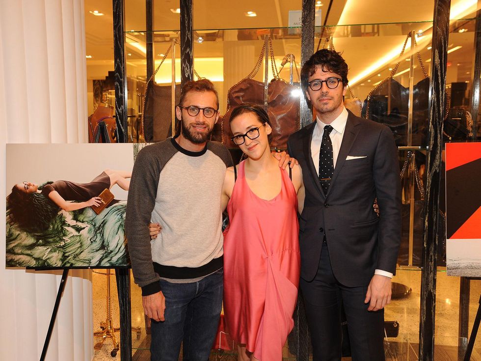12 Michael Mandola, from left, Cecilia Marquez and Ian Wells at The Orange Show's A Couture Cause party