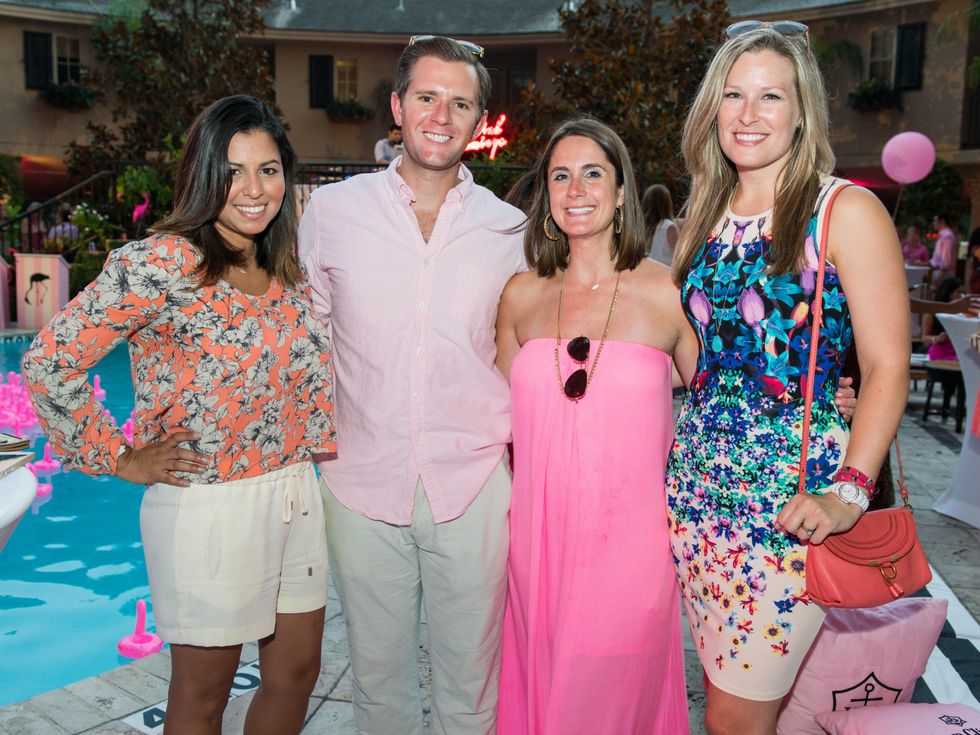 12 Mishelle Echaverria, from left, Kyle Weber, Jenny Weber and Bethany Buchanan at the Pink Party at Hotel ZaZa July 2014