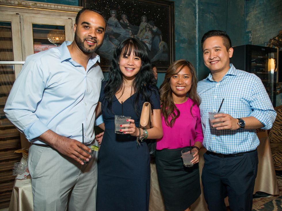 12 Ramon Carey, from left, Diana Pham, Kaiden Tong and Hao Chen at the CultureMap Summer Social July 2014