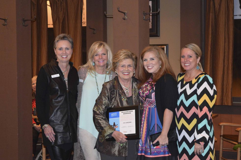 12 Sharleen Walkoviak, from left, Gretchen Gilliam, Kay Stevens, Courtney Taylor and Elizabeth Becker at the Houston Livestock Show and Rodeo Trailblazer honoree reception October 2014