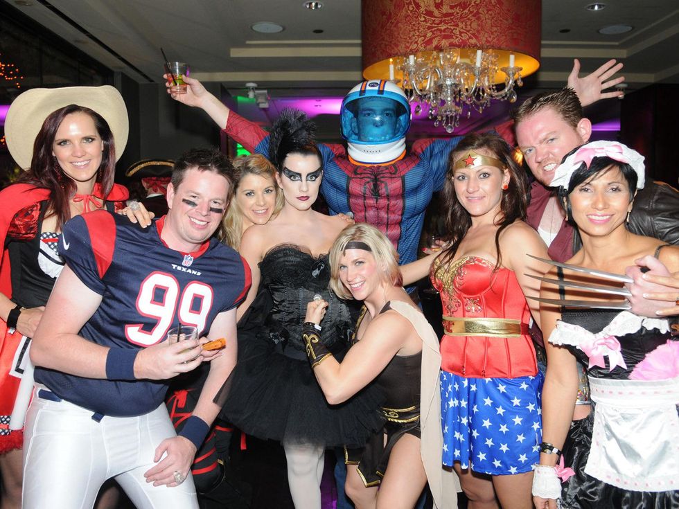 12 Taylor Bartholomew, from left, Martin Ryan, Claire Ryan, Matt Barnhill, Belinda Cadd, Chris Heunick, Stacy FullerHenry Brewer and Elizabeth Ortiz at Hotel ZaZa's Halloween party October 2013