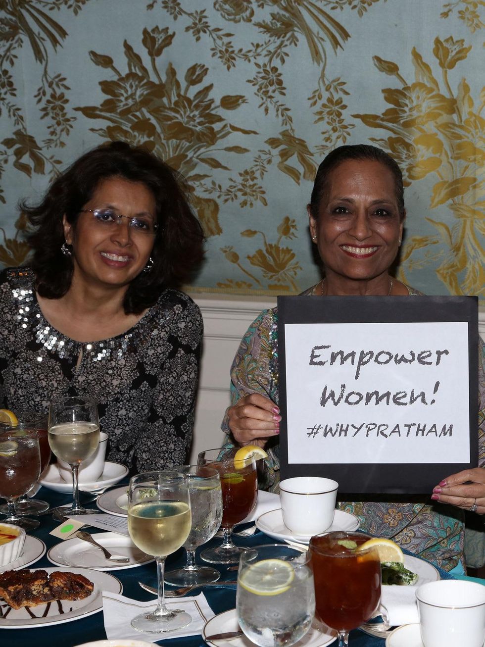 127 Salma Manji, left, and Vijay Bhuchar at the Chloe Dao luncheon for Pratham December 2014