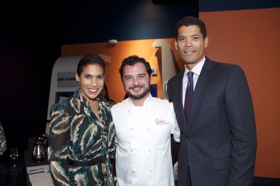 1278 Rachel McNeil, from left, David Cord\u00faa and Dr. Wayne Franklin at the Passport to the World wine and food event at The Health Museum October 2014
