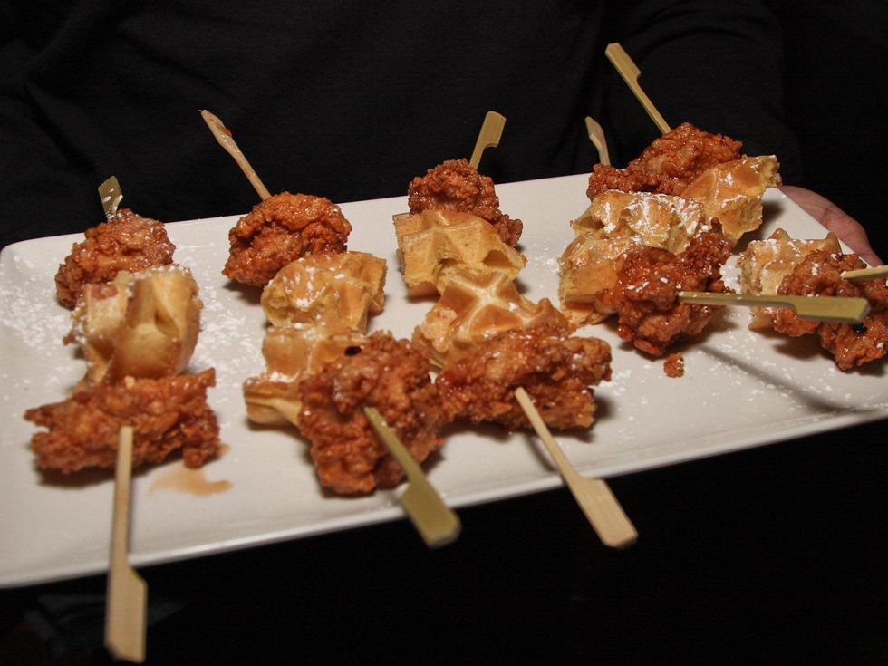 13, Del Frisco's Grille VIP party, March 2013, Miniature chicken waffle skewers