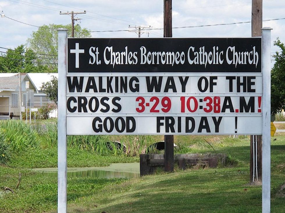 13 Katie Oxford Louisiana Revisited Part 10 June 2013 St. Charles Borromeo Catholic Church sign