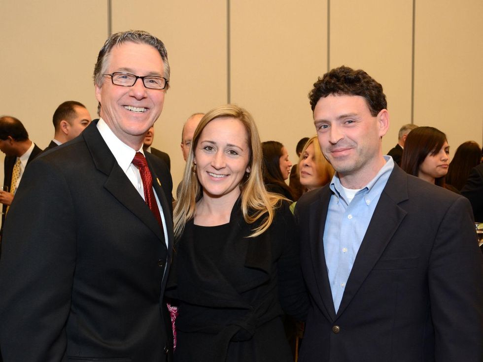 13 Stephen Costello, from left, with Jill and Carl Jarvis at the mayoral inauguration reception at the Houston Food Bank January 2014
