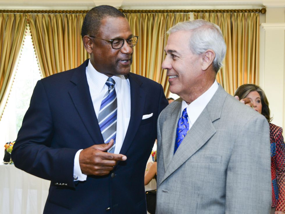 13 Willie Alexander, left, and Chris Gilbert at the Baylor Teen Health Clinic luncheon October 2013