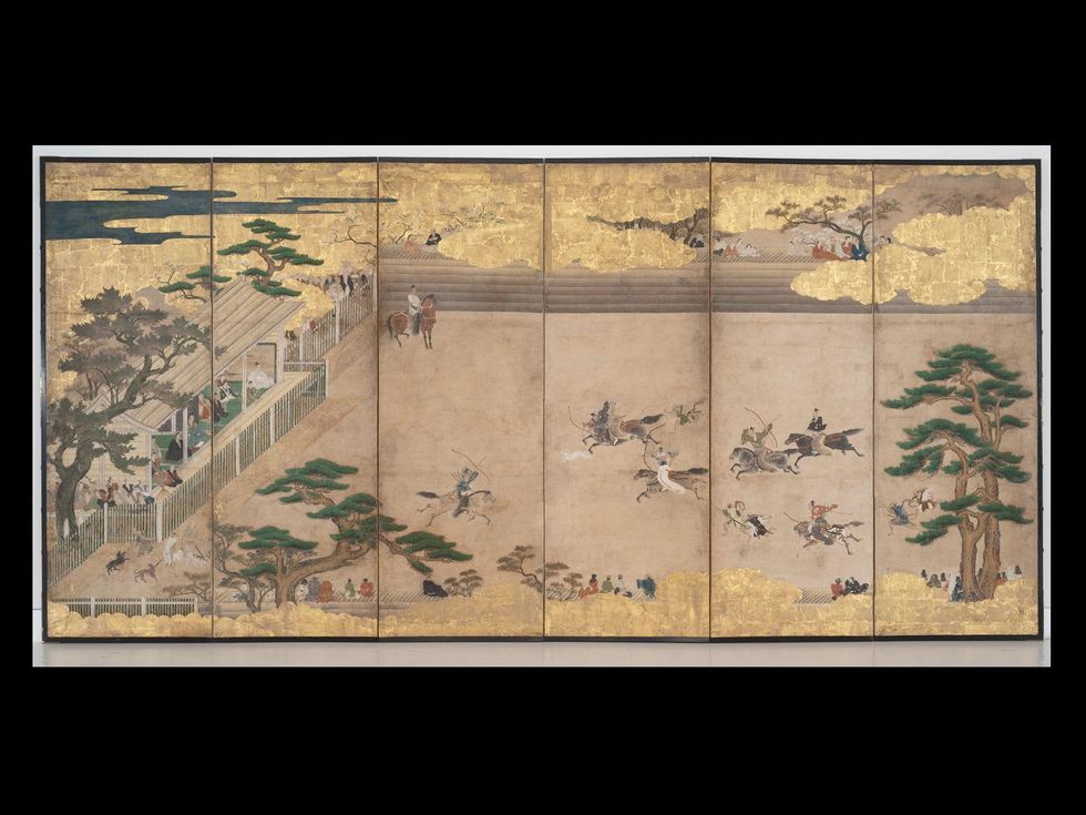 13A, MFAH, Unrivalled Splendor, Japanese art, June 2012, Folding Screene with Equestrian Archery Drill