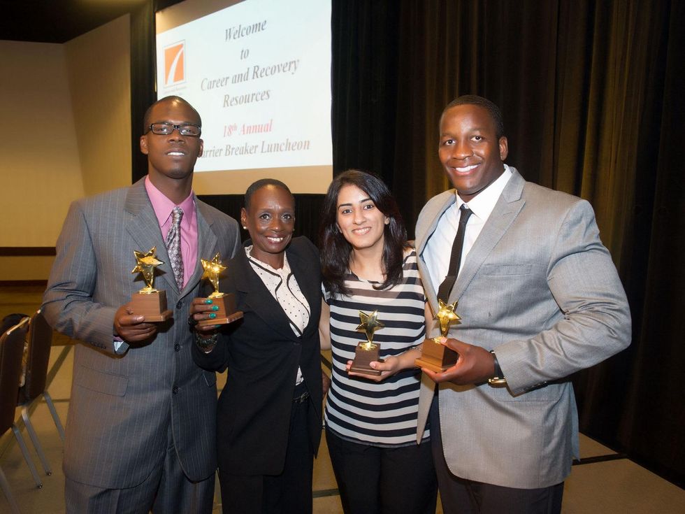 1483 Daniell L, from left, Cathy Mitchell, Naz Diamond and Westley Miller at the Career and Recovery Luncheon July 2014
