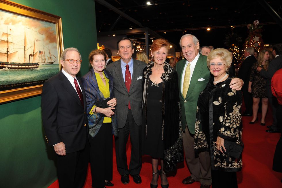 15 9300 Chris Seager, from left, Connie Seager, Jeff and Rebecca Parsons, John Daughtery and Cooky Mays at the Theta Charity Antiques Show Preview Party November 2014