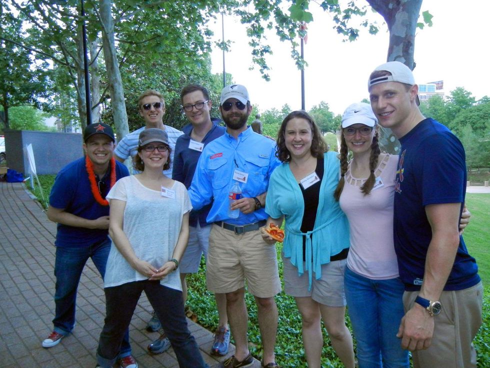 15 Alan Bunker, from left, Mary Beth Woiccak, Allyn West, Sean Cowan, Kansas Sartin, Emily Winters, Leanna Gatlin, and Chris Hill at Anything That Floats 2014