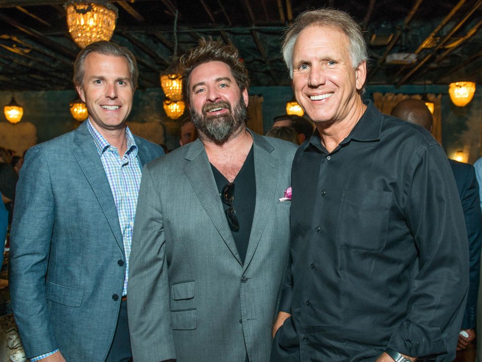 15 Andrew Rentz, from left, Tod Eason and Lonnie Schiller at the CultureMap Summer Social July 2014