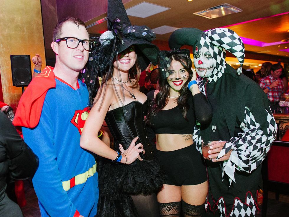 15 Bobby Lesaile, from left, Rachel Kay, Aymee Lynn and Randi Murray at the CultureMap Halloween party at Mr. Peeples October 2013
