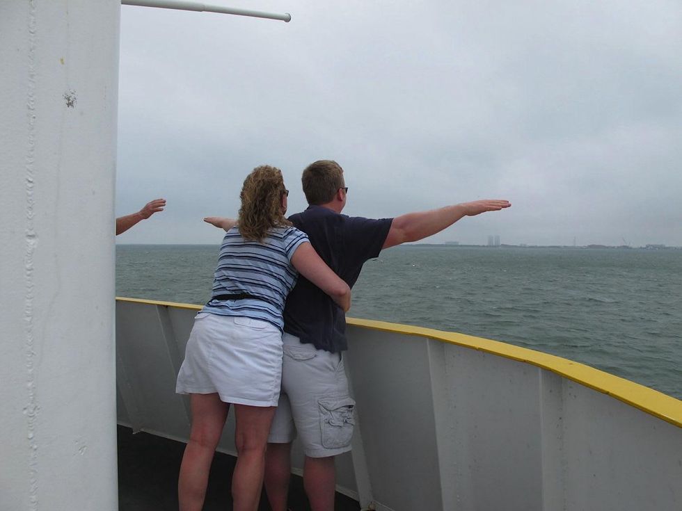15. Katie Oxford Galveston birds and the oil spill April 2014 Riding Ferry from Bolivar to Galveston. Wind - 40 mph