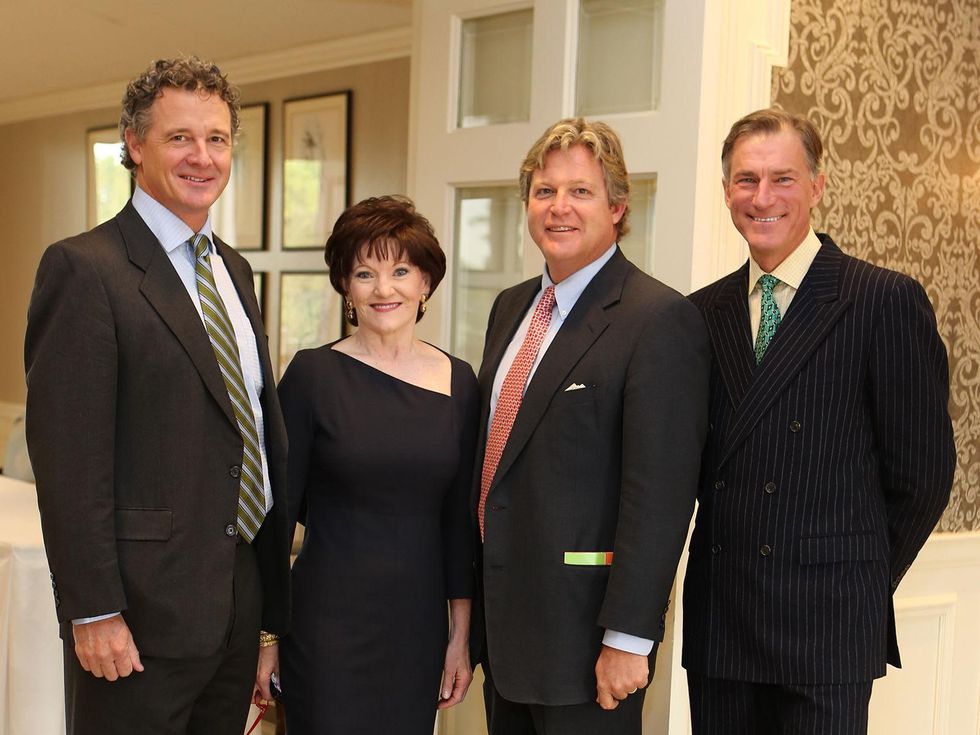 15 Mark McMurrey, from left, Beth Sanders Moore, Ted Kennedy Jr. and Bill Hamilton at the CancerForward luncheon November 2013