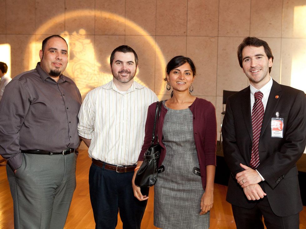 150 A.J. Santos, from left, Nick Smith, Aditi Nayar and Jordan Witherspoon at the Leo Bar relaunch party October 2013